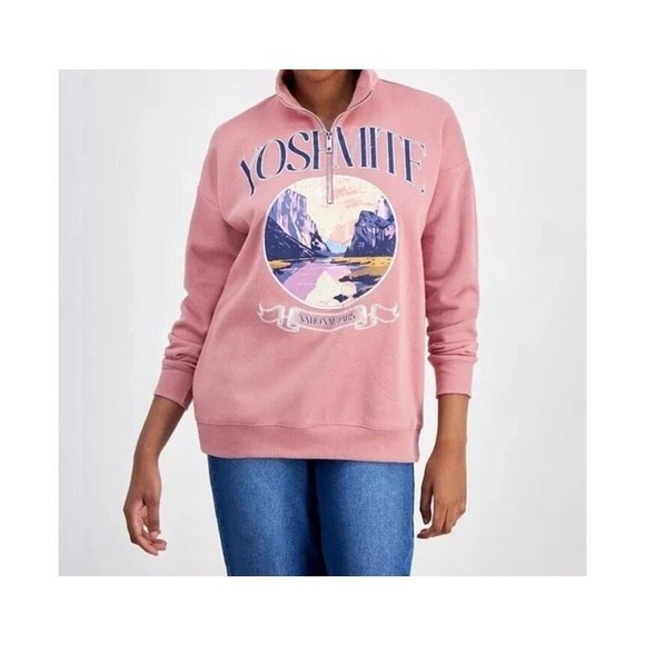 Self Esteem Yosemite National Park Graphic Quarter Zip Sweatshirt Sz Lg / #8162 - Picture 1 of 5